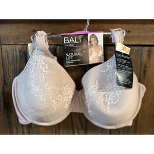 Bali Lace Desire Natural Lift Bra Women 40DD D653 Pink Lace Smoothing NWT